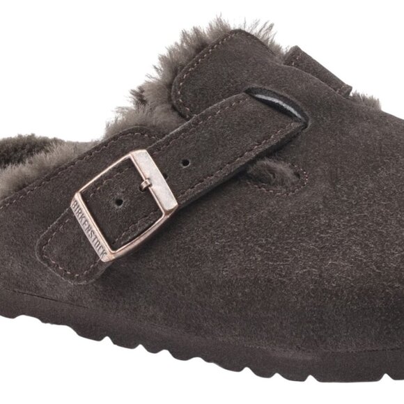 Birkenstock Boston Shearling Mocha Suede Genuine Shearling Lined Size 35 New - Picture 5 of 16